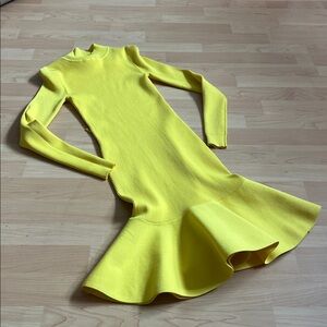 Karen Millen Vibrant Yellow Long Sleeve Dress